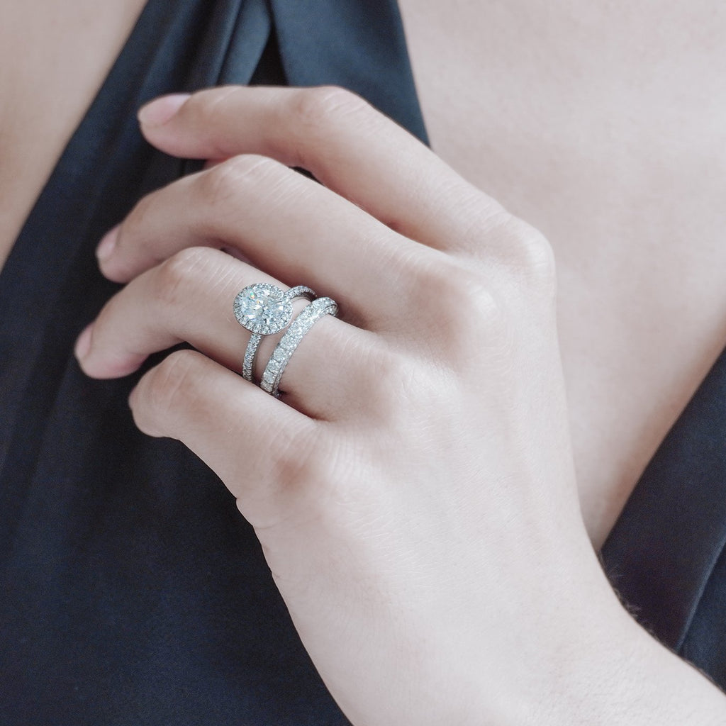 Oval Halo & Pave Lab Grown Diamond Engagement Ring