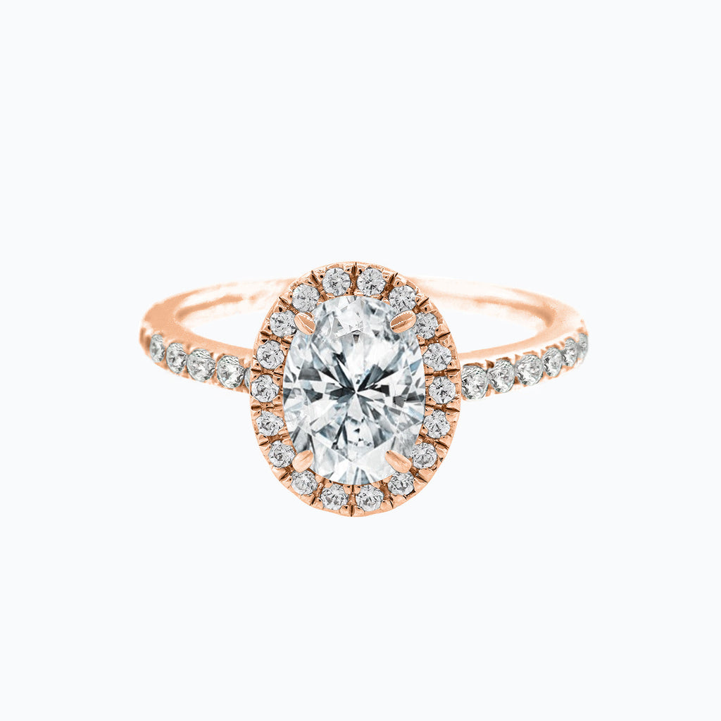 Oval Halo & Pave Lab Grown Diamond Engagement Ring
