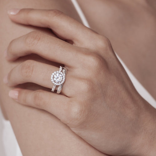 Round Halo & Pave Lab Grown Diamond Engagement Ring