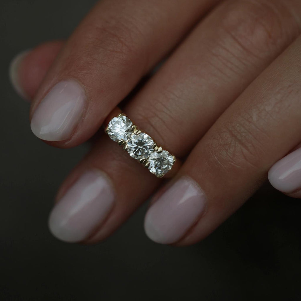 1.50 CT Round Three Stones Lab Grown Diamond Wedding Band