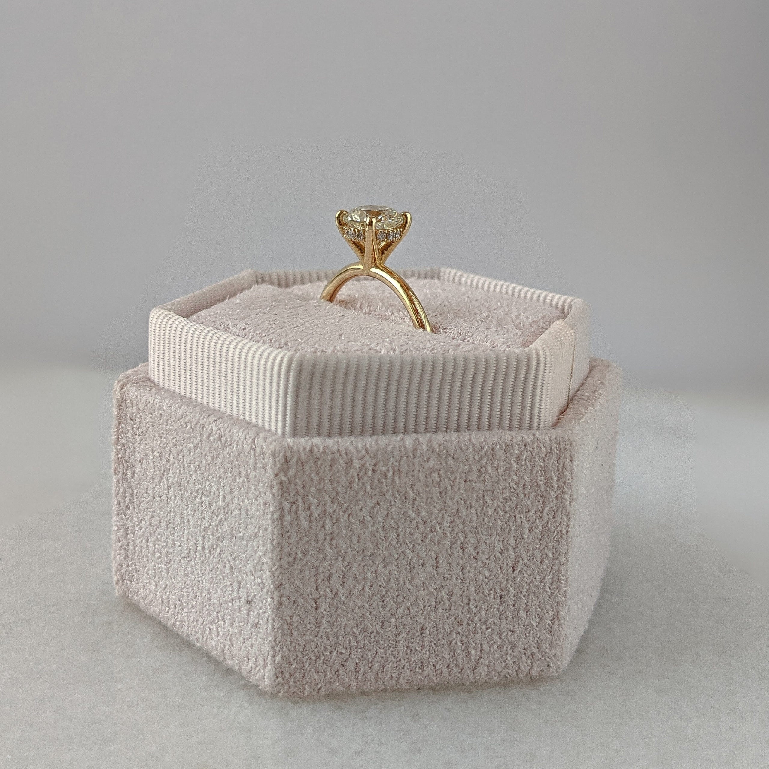 Round Hidden Halo Lab Grown Diamond Engagement Ring