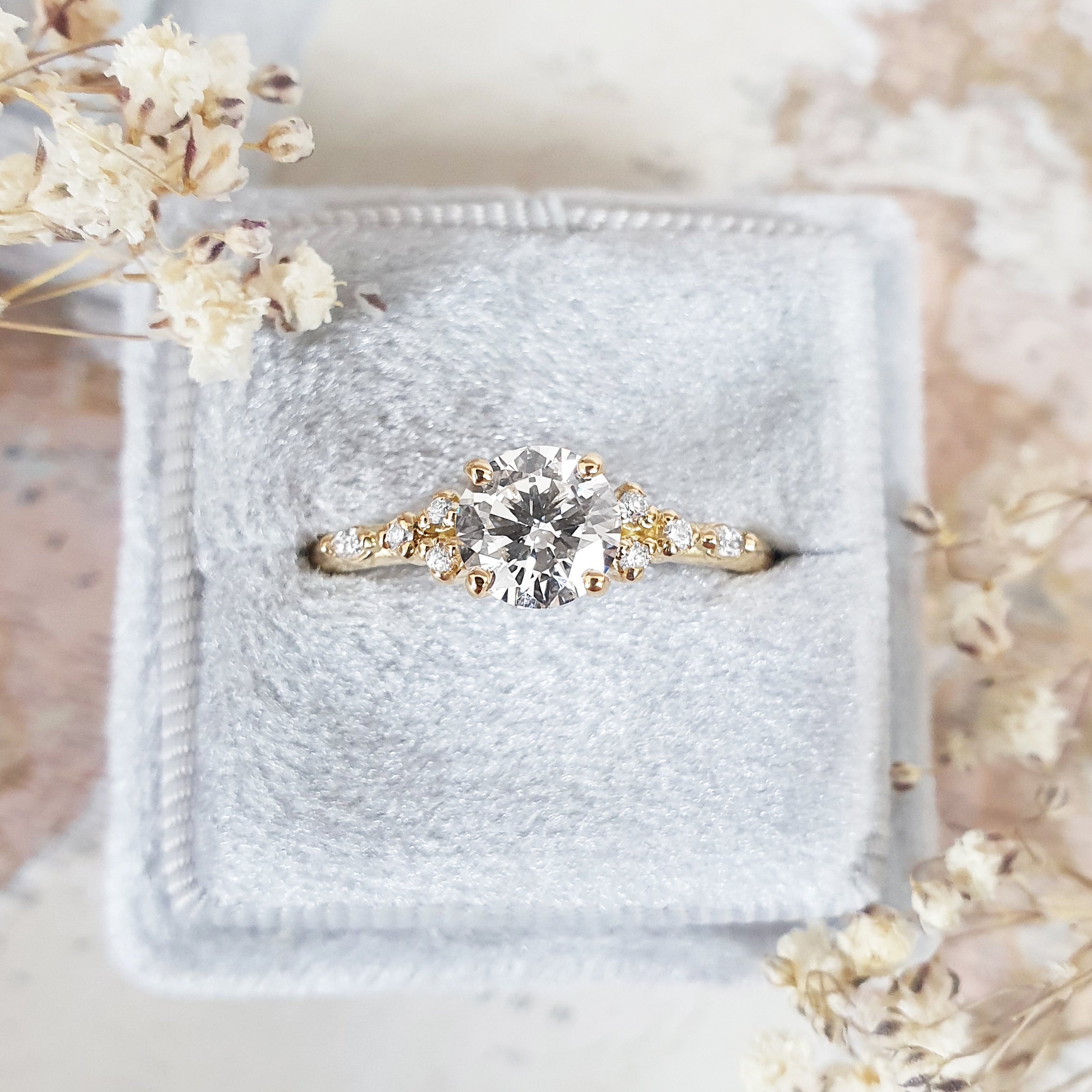 Round Cluster Lab Grown Diamond Engagement Ring