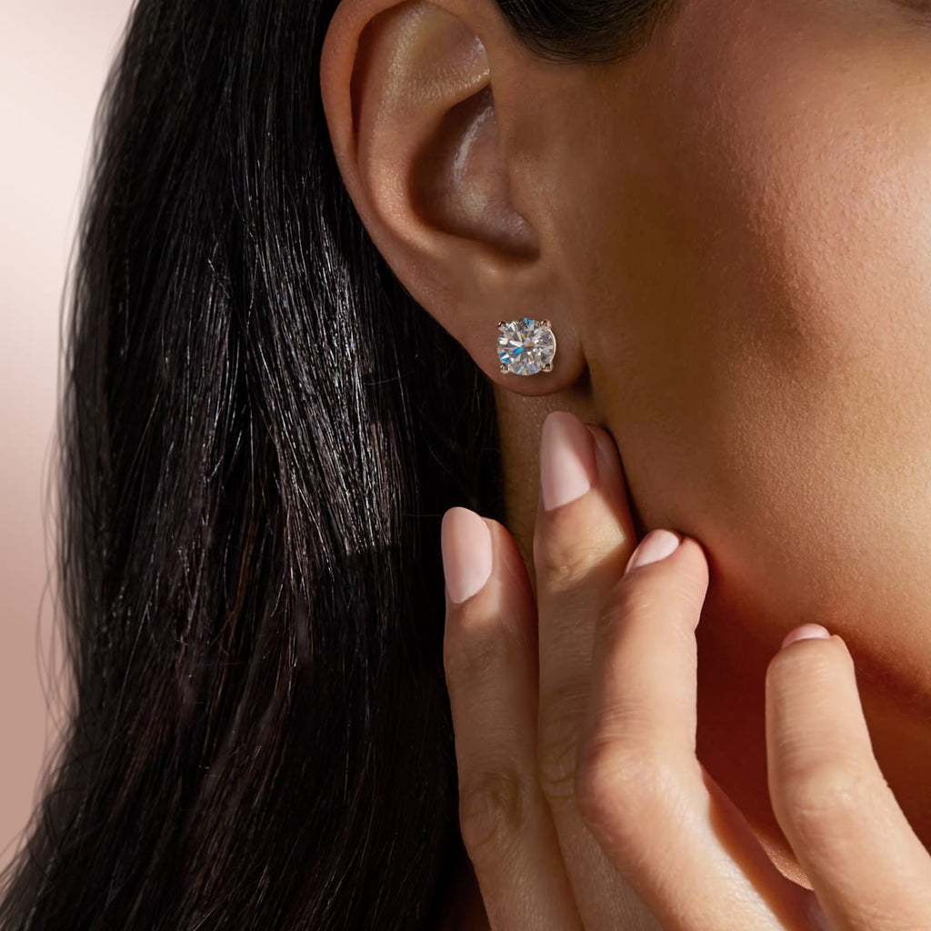 0.50 CT-4.0 CT Round Solitaire Lab Grown Diamond Earrings