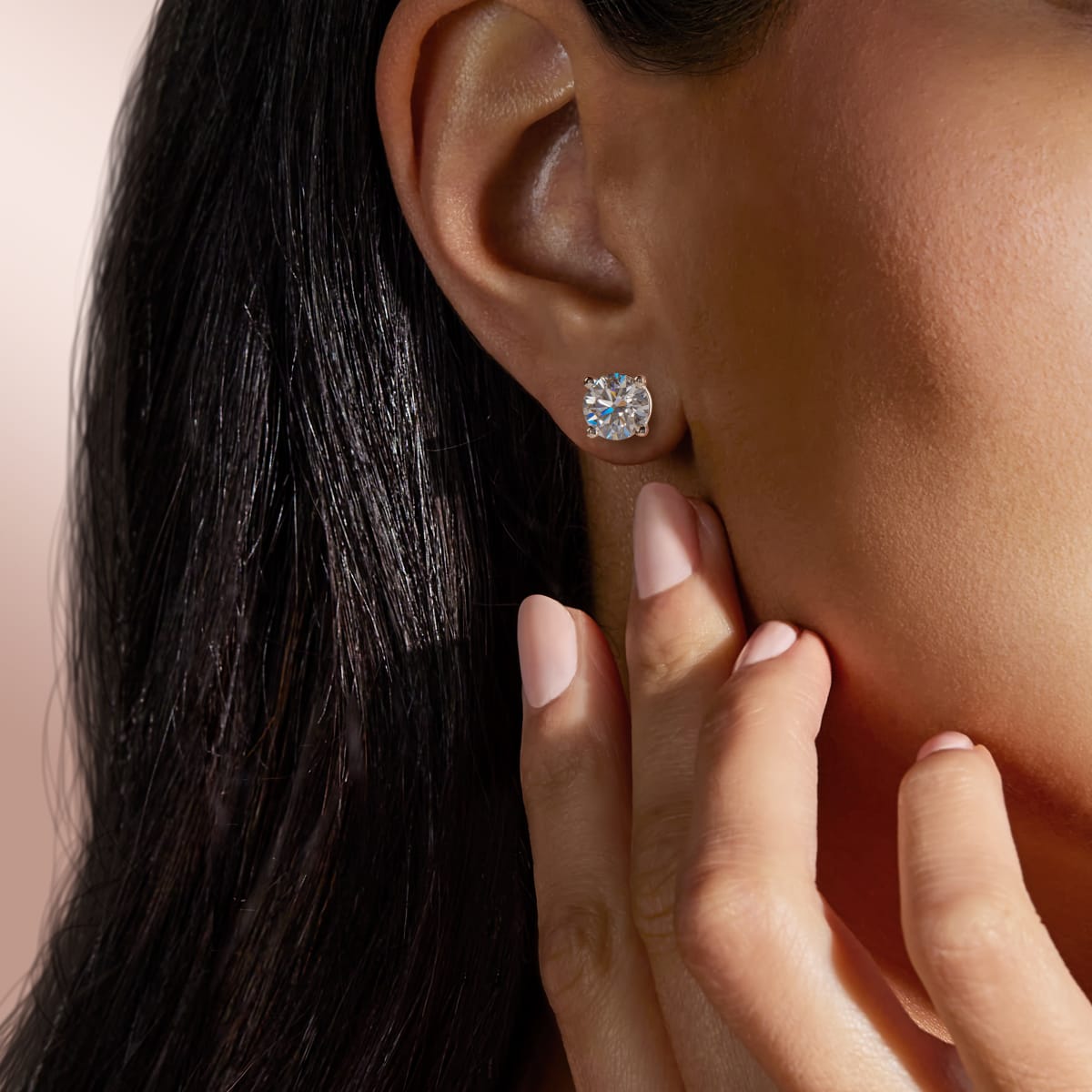0.50 CT-4.0 CT Round Solitaire Lab Grown Diamond Earrings