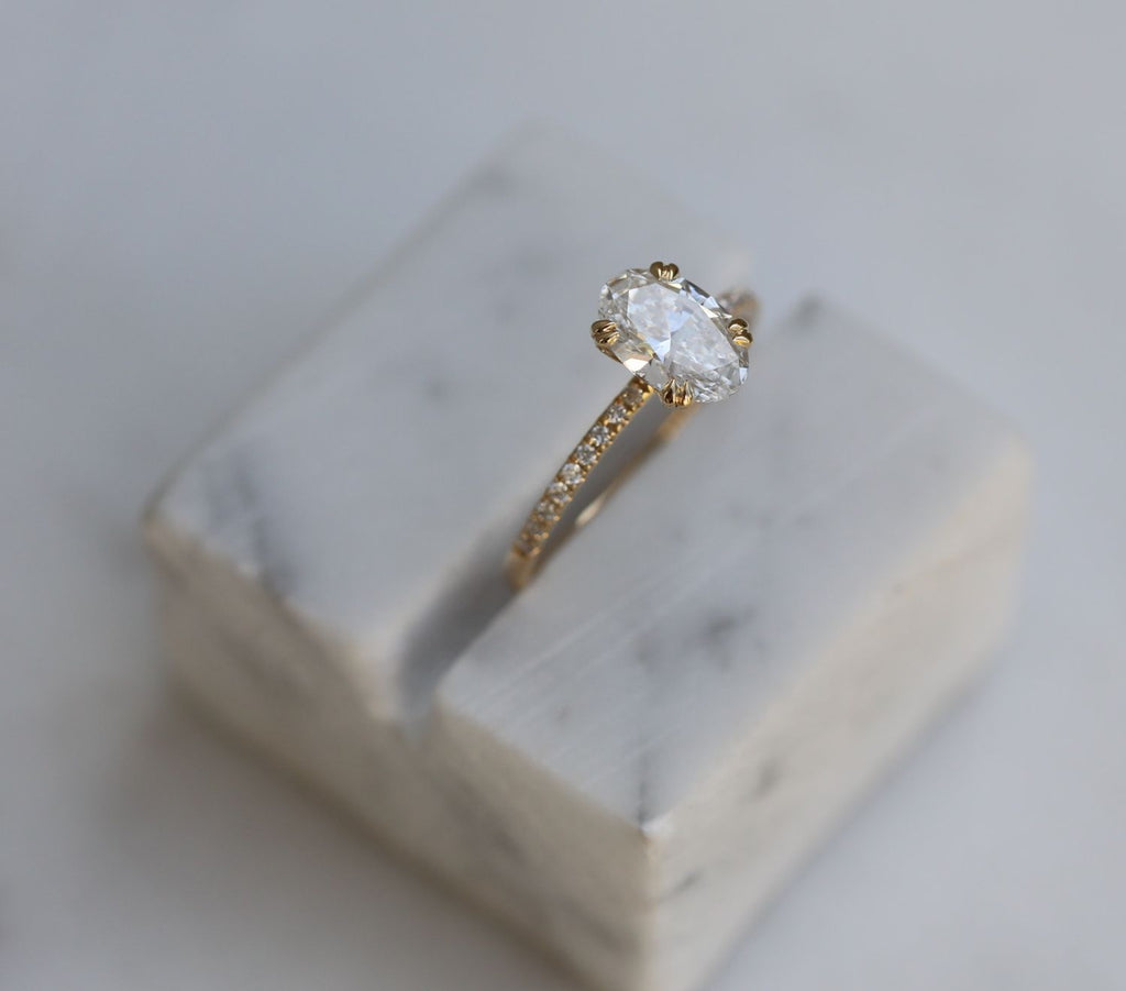 Oval Cut Pave Lab Grown Diamond Engagement Ring