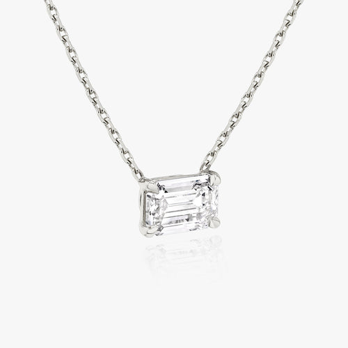 1.0 CT Emerald Solitaire Lab Grown Diamond Necklace