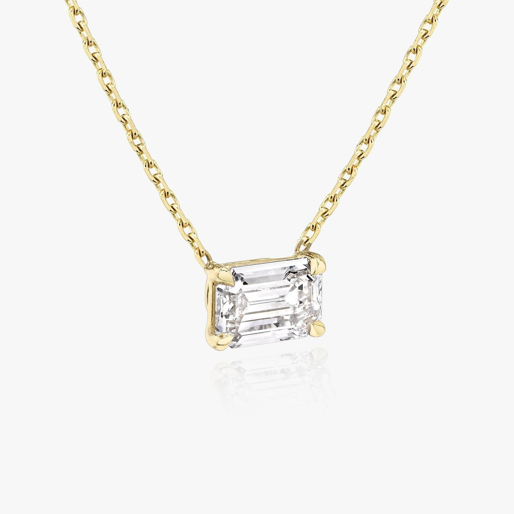 1.0 CT Emerald Solitaire Lab Grown Diamond Necklace