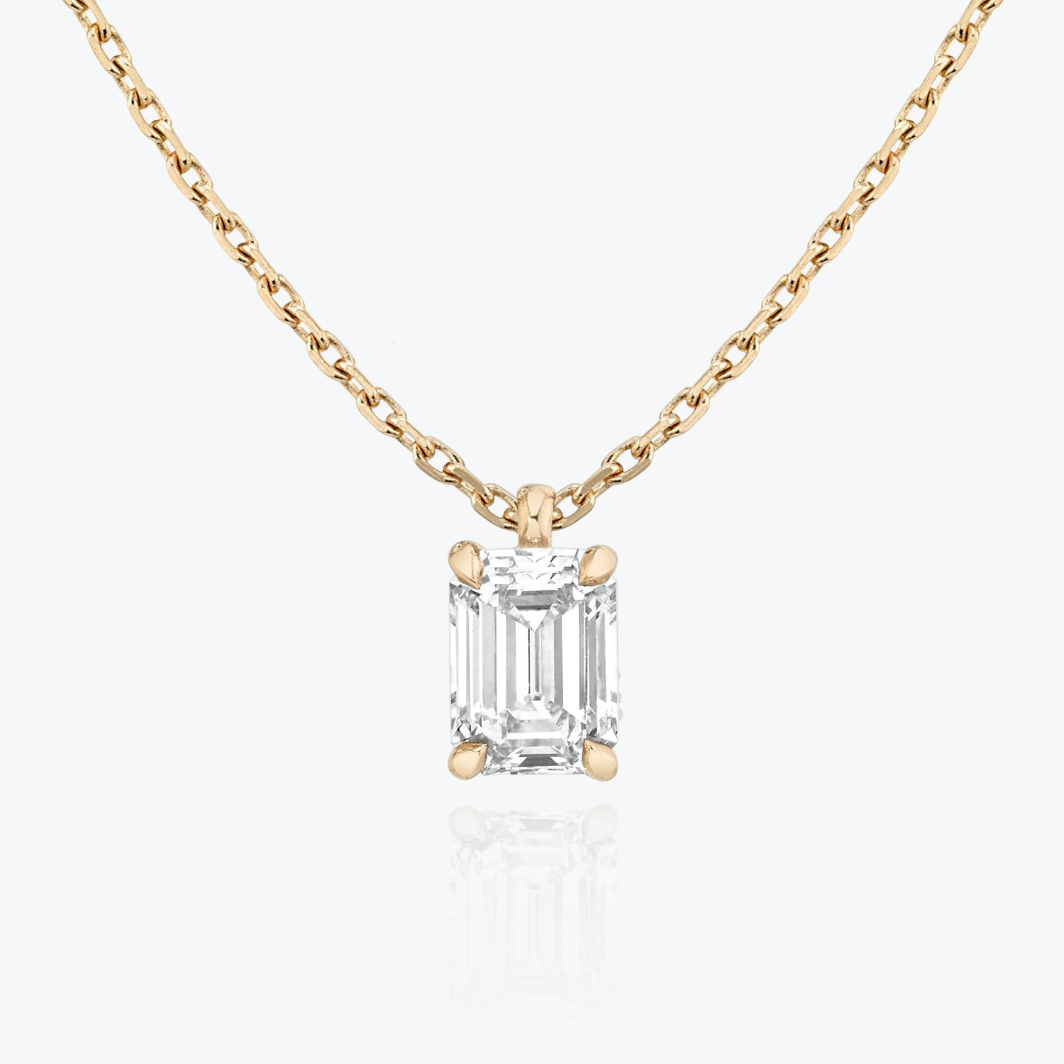 1.0 CT Emerald Solitaire  Lab Grown Diamond Necklace