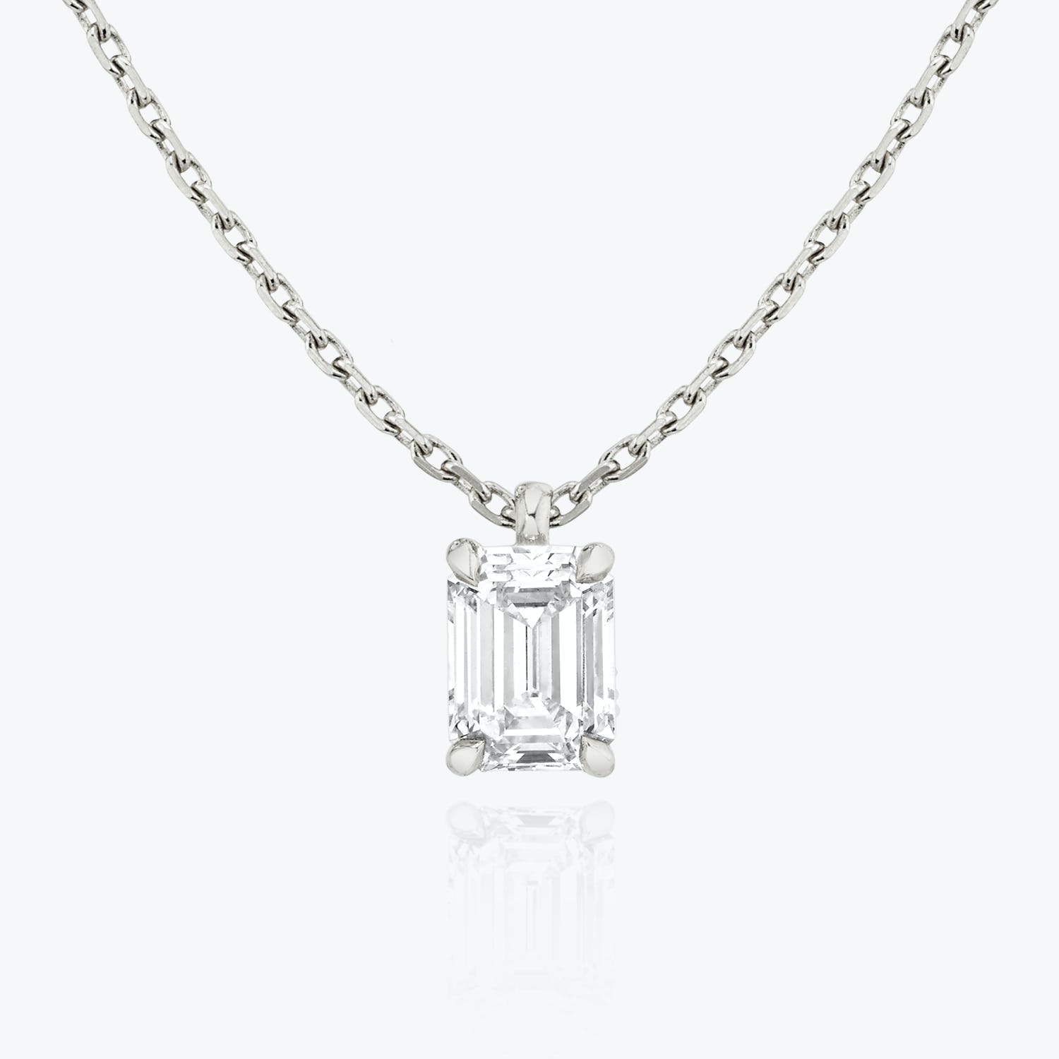 1.0 CT Emerald Solitaire  Lab Grown Diamond Necklace