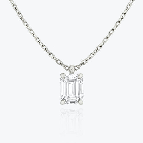 1.0 CT Emerald Solitaire  Lab Grown Diamond Necklace