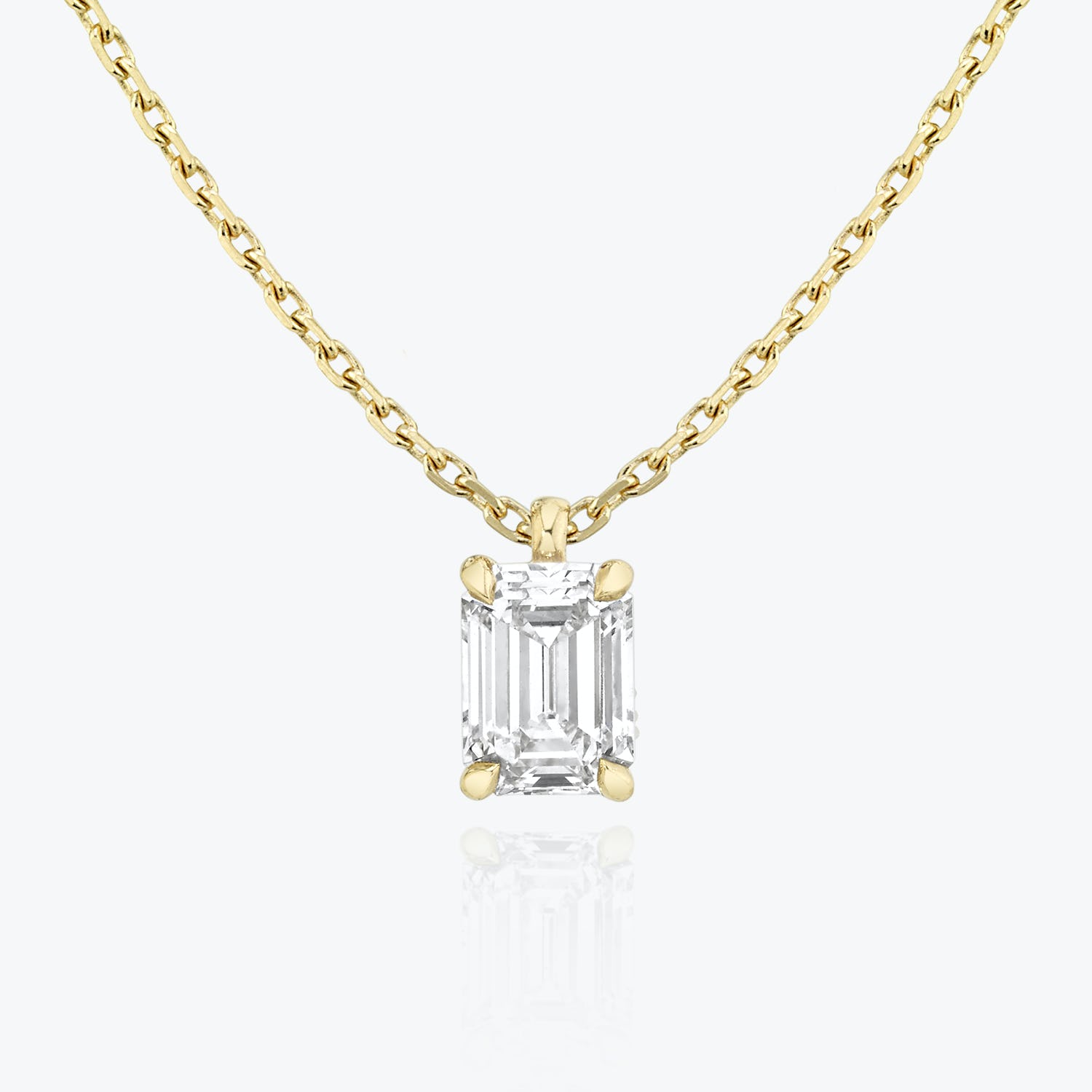 1.0 CT Emerald Solitaire  Lab Grown Diamond Necklace