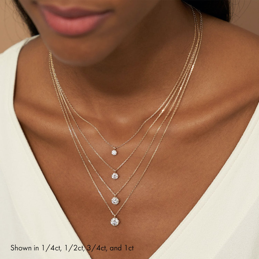 1.0 CT Round Solitaire  Lab Grown Diamond Necklace