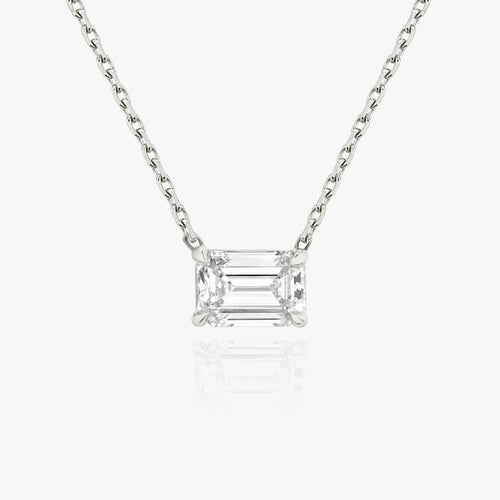 1.0 CT Emerald Solitaire Lab Grown Diamond Necklace