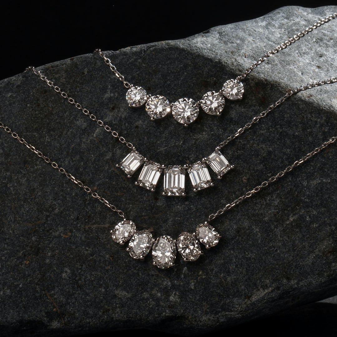 3.50 TCW Emerald  Lab Grown Diamond Necklace