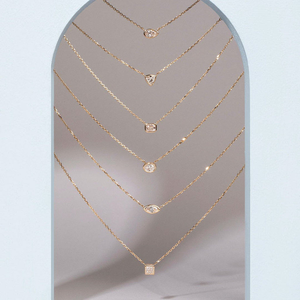 1.0 CT Pear Bezel Solitaire  Lab Grown Diamond Necklace