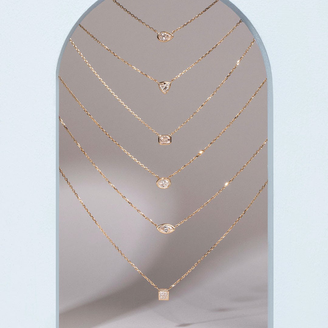 1.0 CT Pear Bezel Solitaire  Lab Grown Diamond Necklace