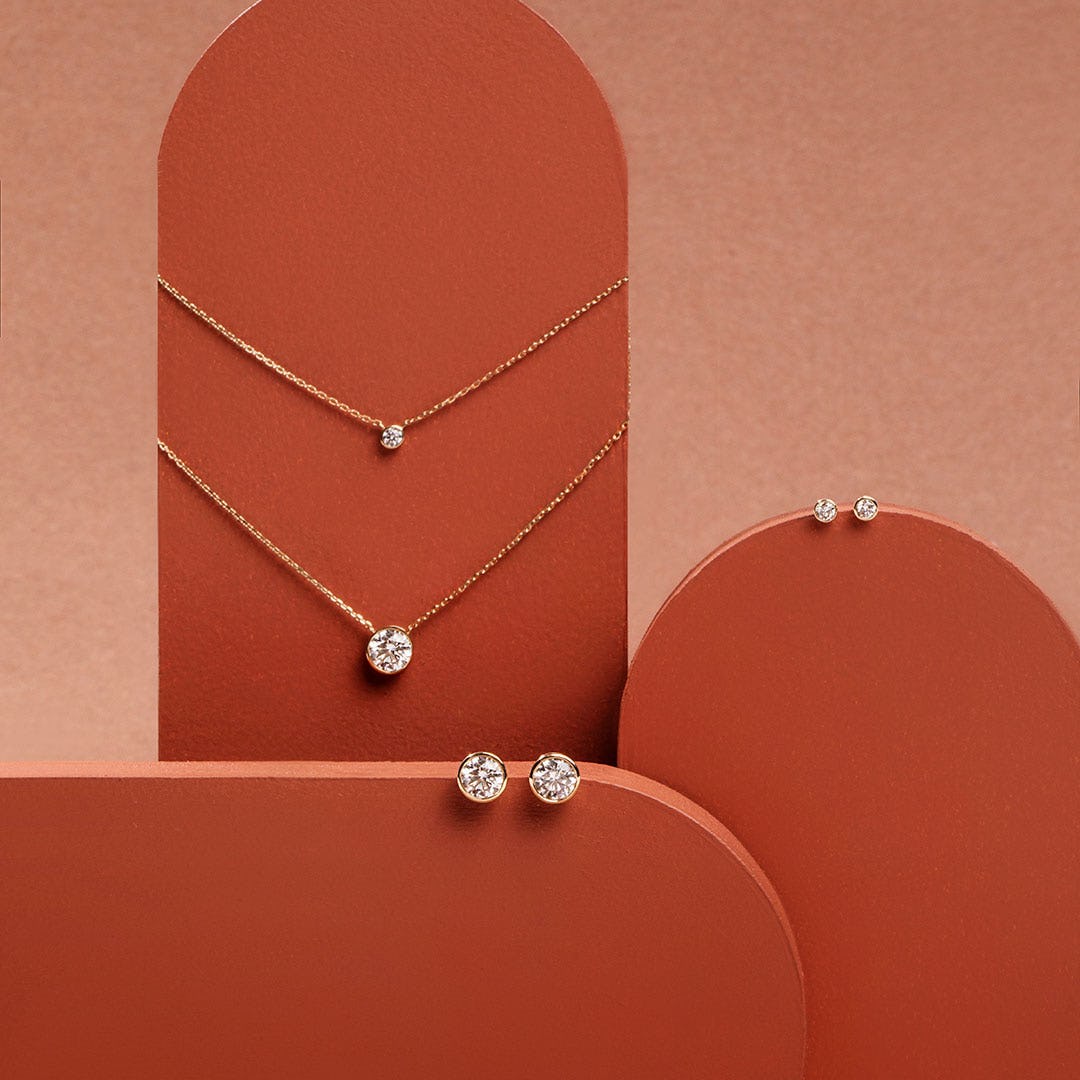 1.0 CT Round Bezel Solitaire Lab Grown Diamond Necklace
