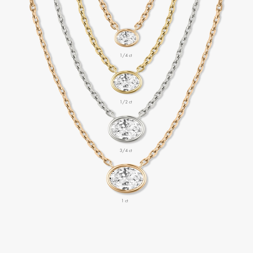 1.0 CT Oval Bezel  Lab Grown Diamond Necklace