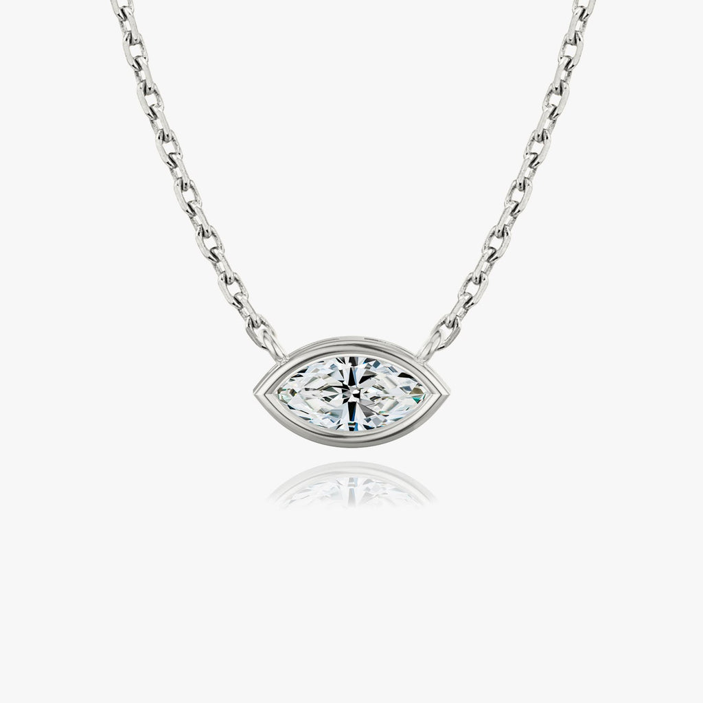 1.0 CT Marquise Bezel Solitaire Lab Grown Diamond Necklace