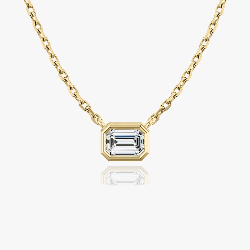 1.0 CT Emerald Bezel Solitaire  Lab Grown Diamond Necklace