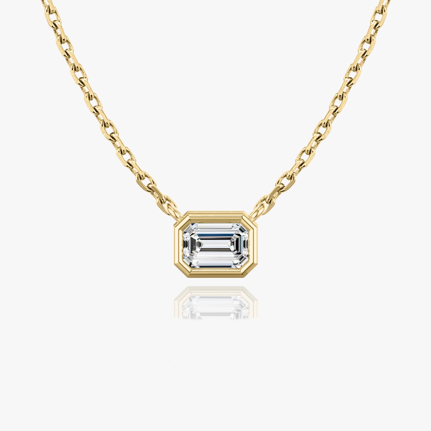1.0 CT Emerald Bezel Solitaire  Lab Grown Diamond Necklace