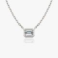 1.0 CT Emerald Bezel Solitaire  Lab Grown Diamond Necklace