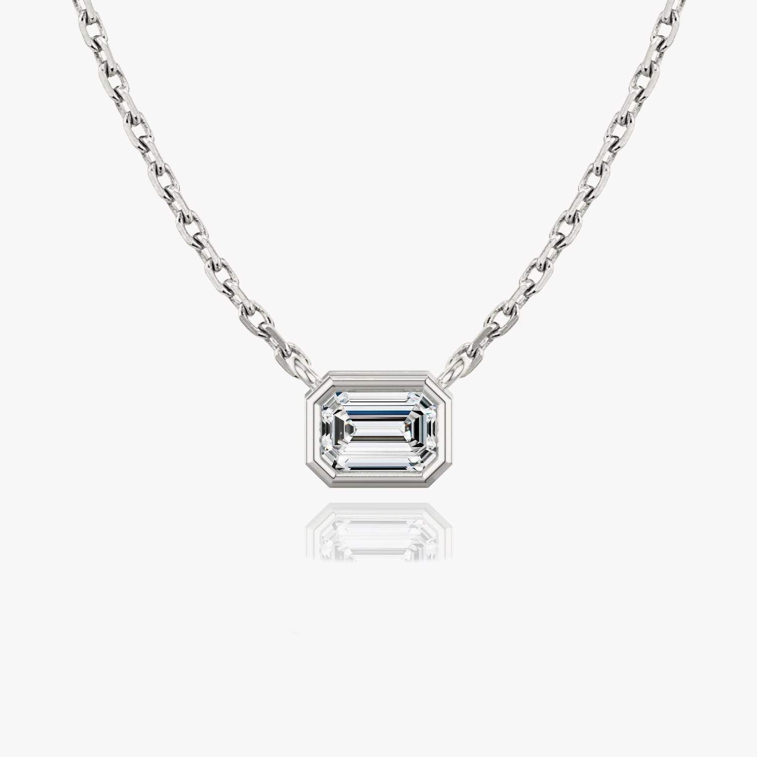 1.0 CT Emerald Bezel Solitaire  Lab Grown Diamond Necklace