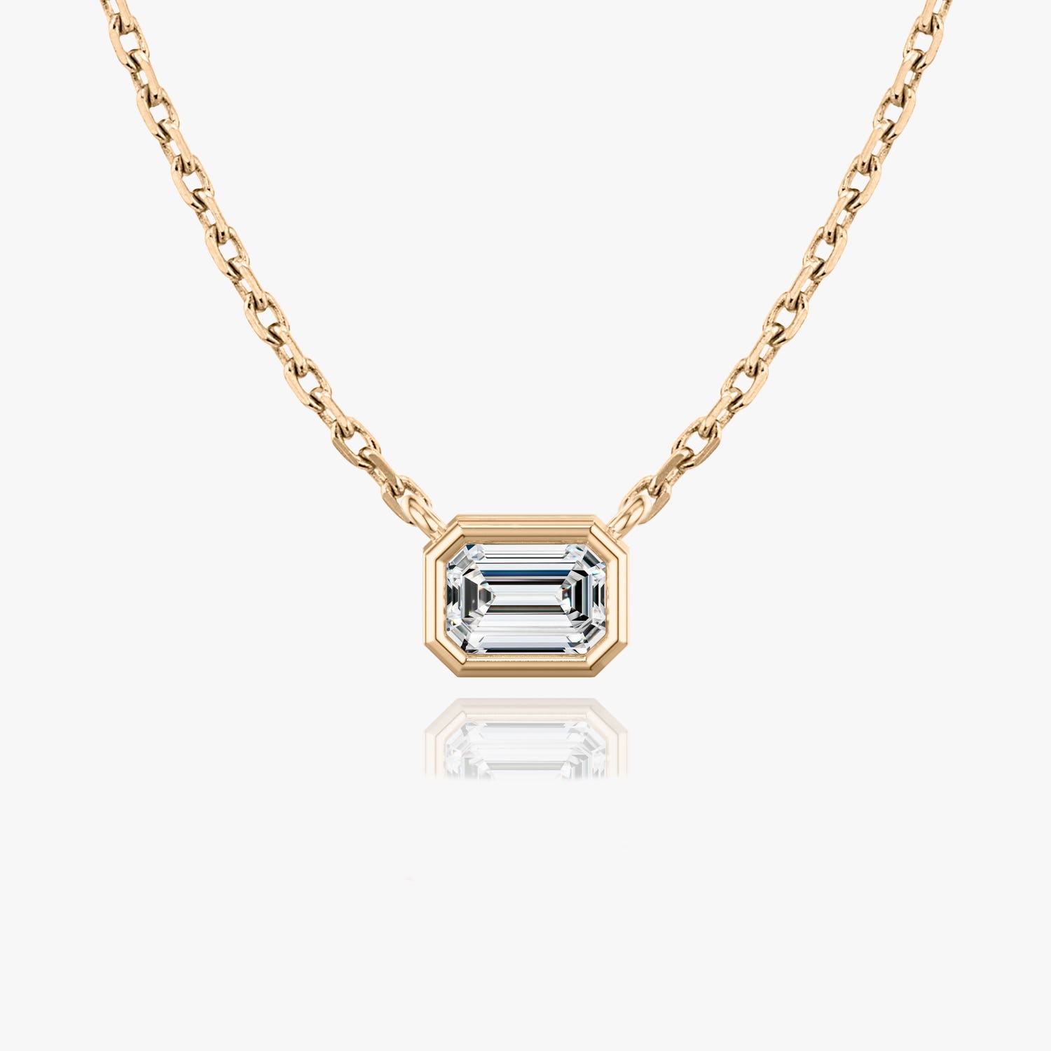 1.0 CT Emerald Bezel Solitaire  Lab Grown Diamond Necklace