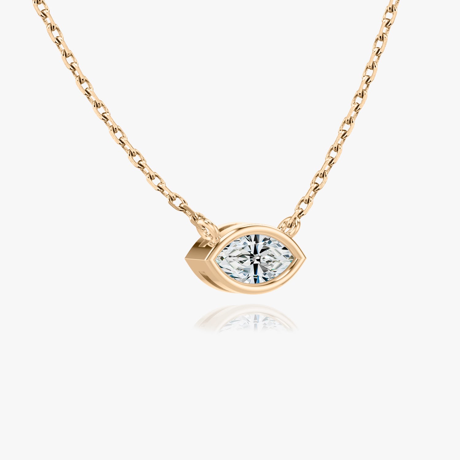 1.0 CT Marquise Bezel Solitaire Lab Grown Diamond Necklace