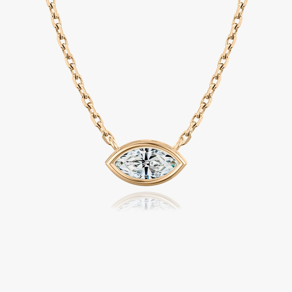 1.0 CT Marquise Bezel Solitaire Lab Grown Diamond Necklace