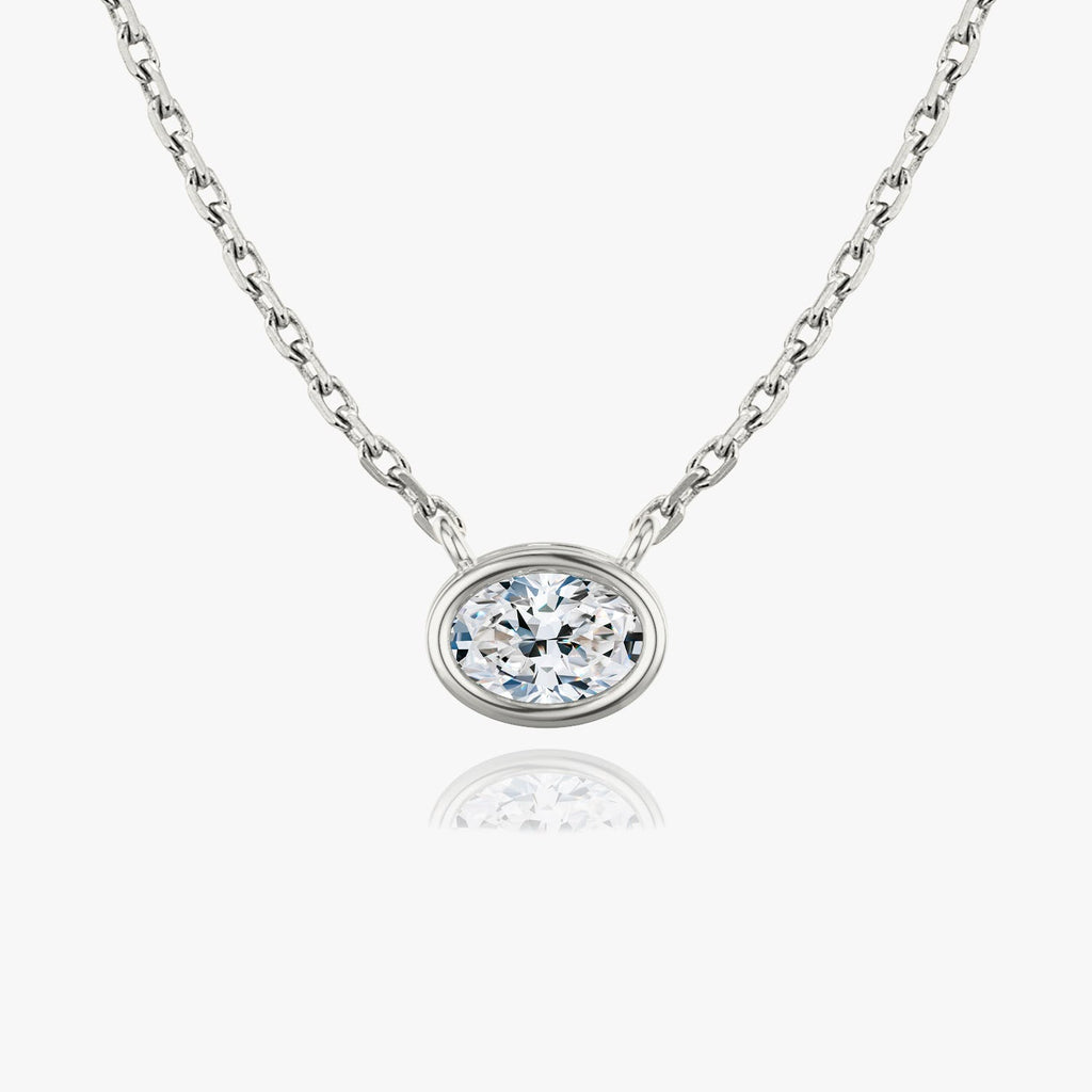 1.0 CT Oval Bezel  Lab Grown Diamond Necklace