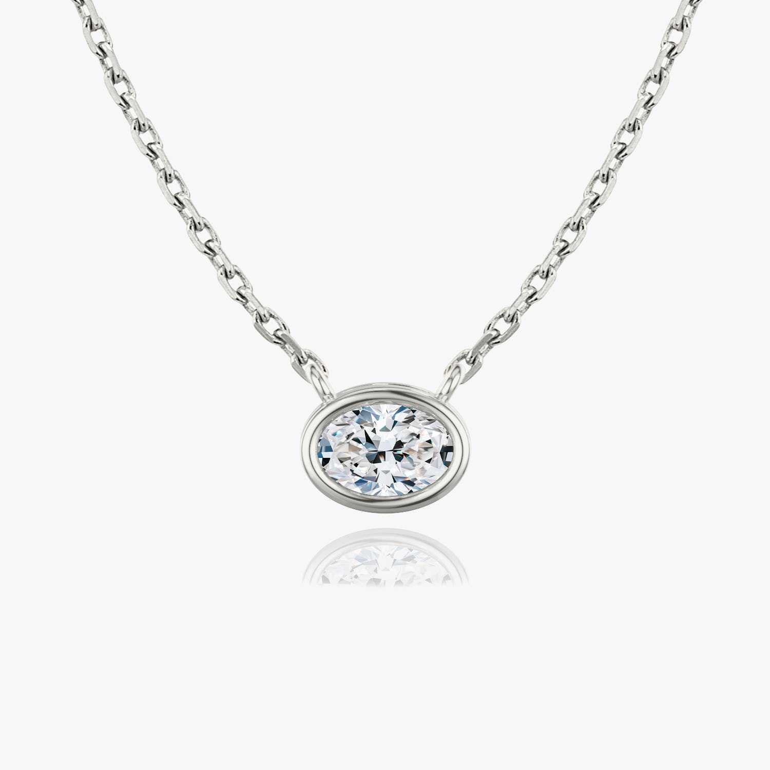 1.0 CT Oval Bezel  Lab Grown Diamond Necklace