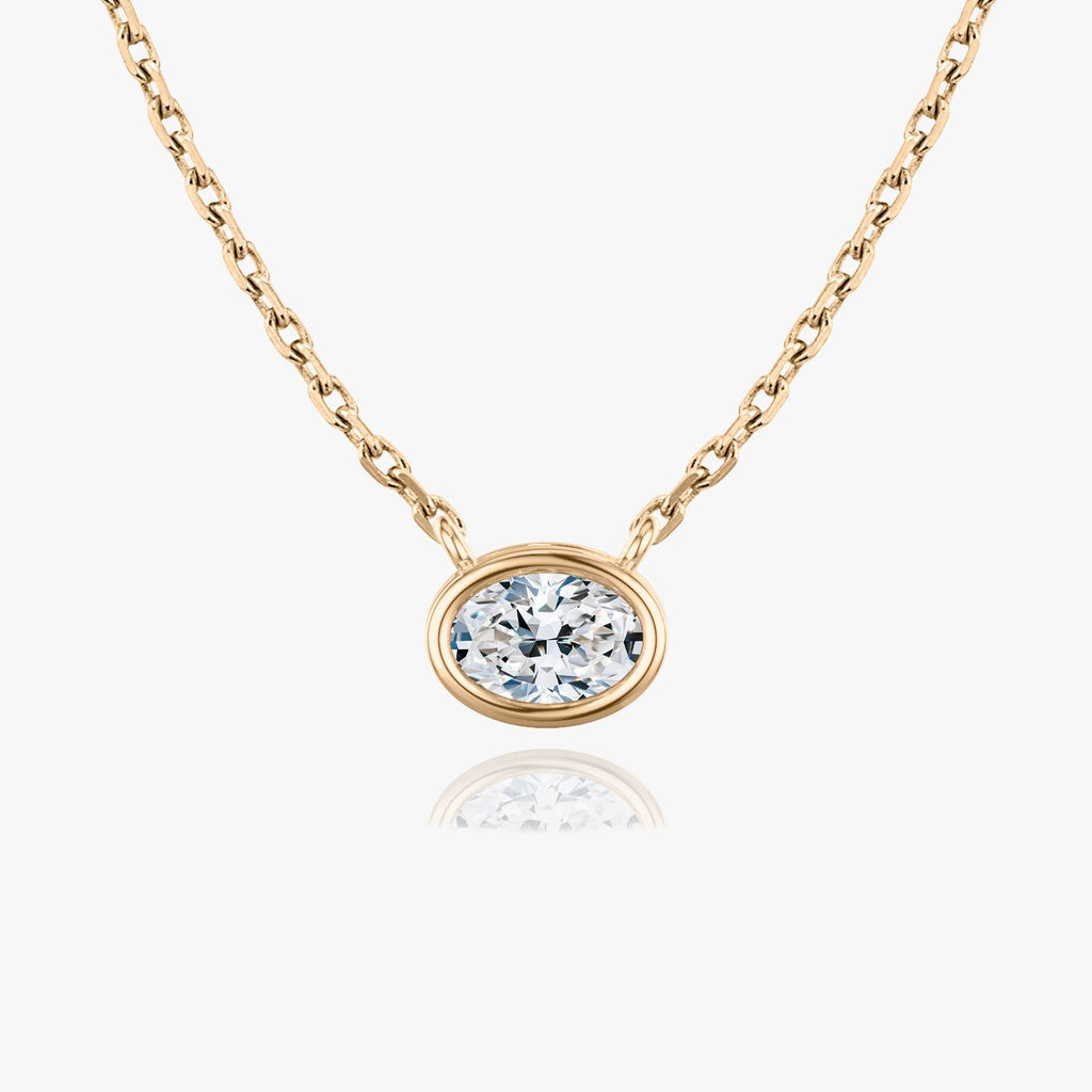 1.0 CT Oval Bezel  Lab Grown Diamond Necklace