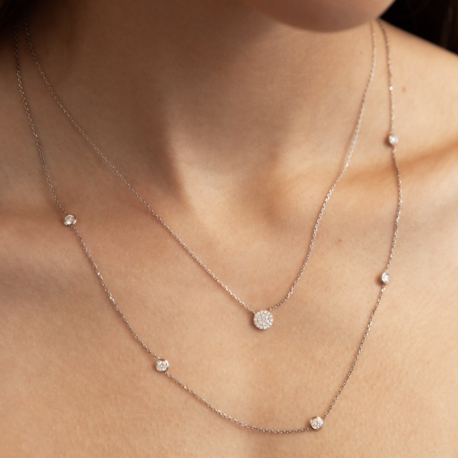 0.12 TCW Round  Lab Grown Diamond Necklace