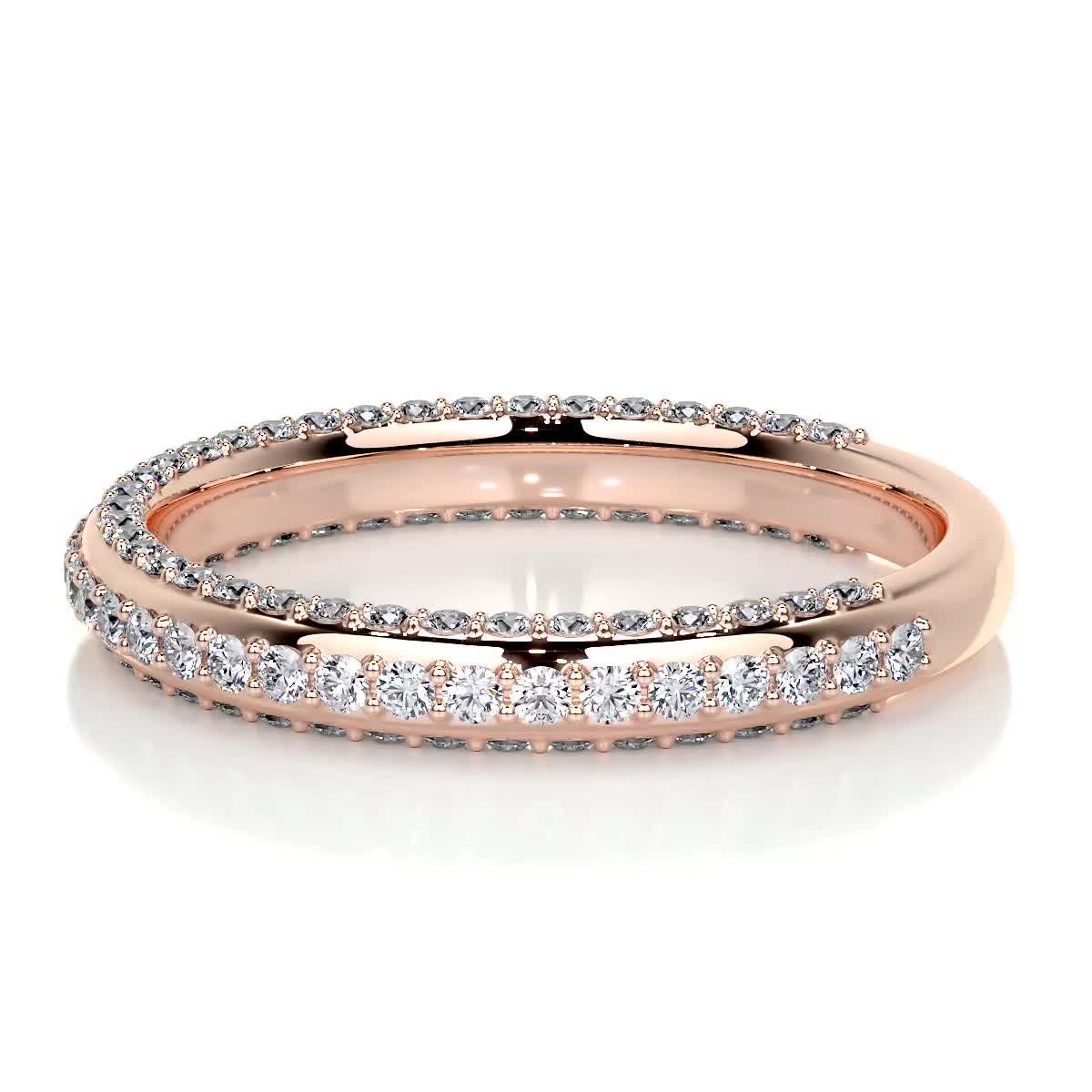 0.75 CT Round Triple Row Lab Grown Diamond Wedding Band