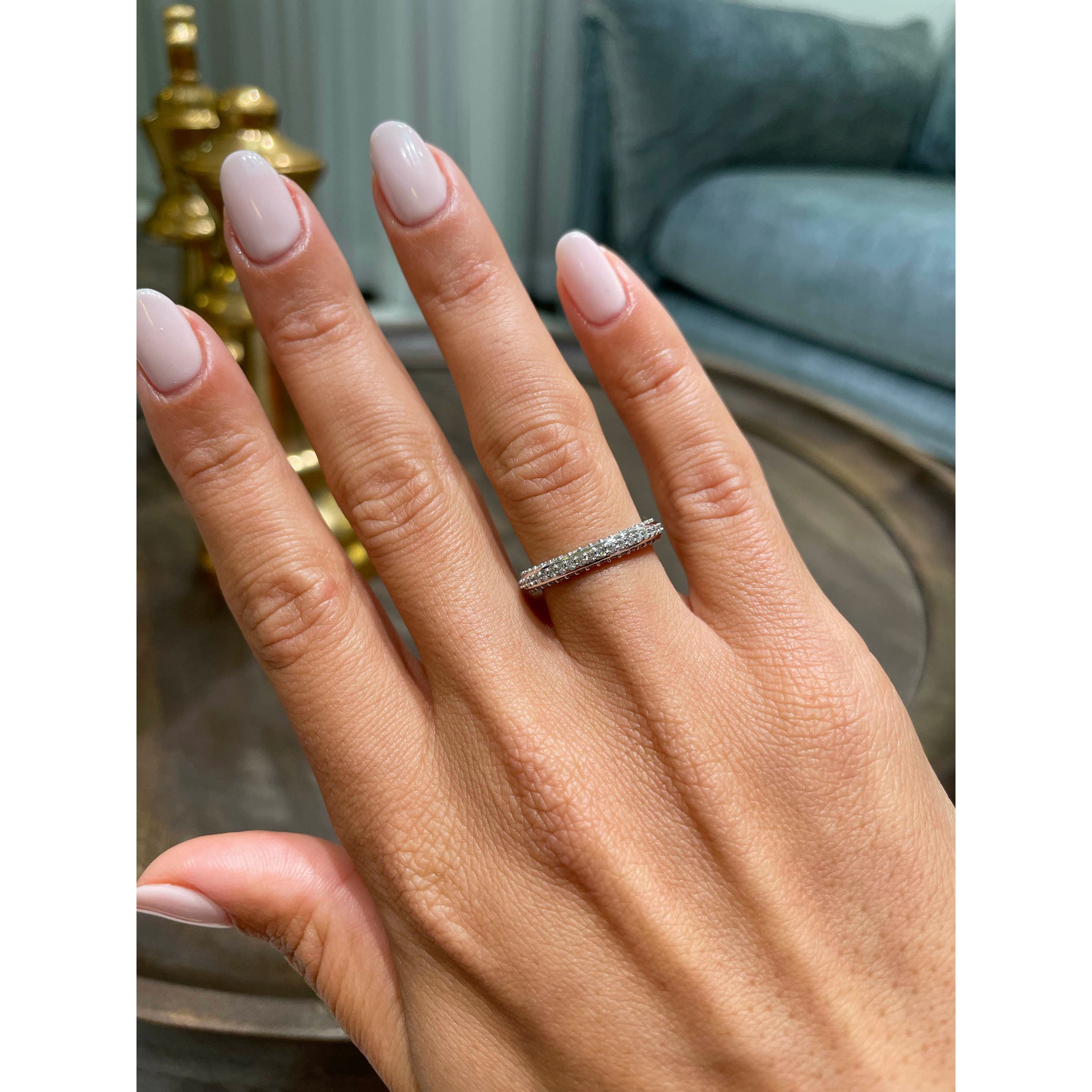 0.75 CT Round Half Eternity Lab Grown Diamond Wedding Band