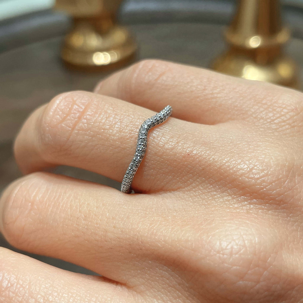 0.75 CT Round Curved Lab Grown Diamond Wedding Band