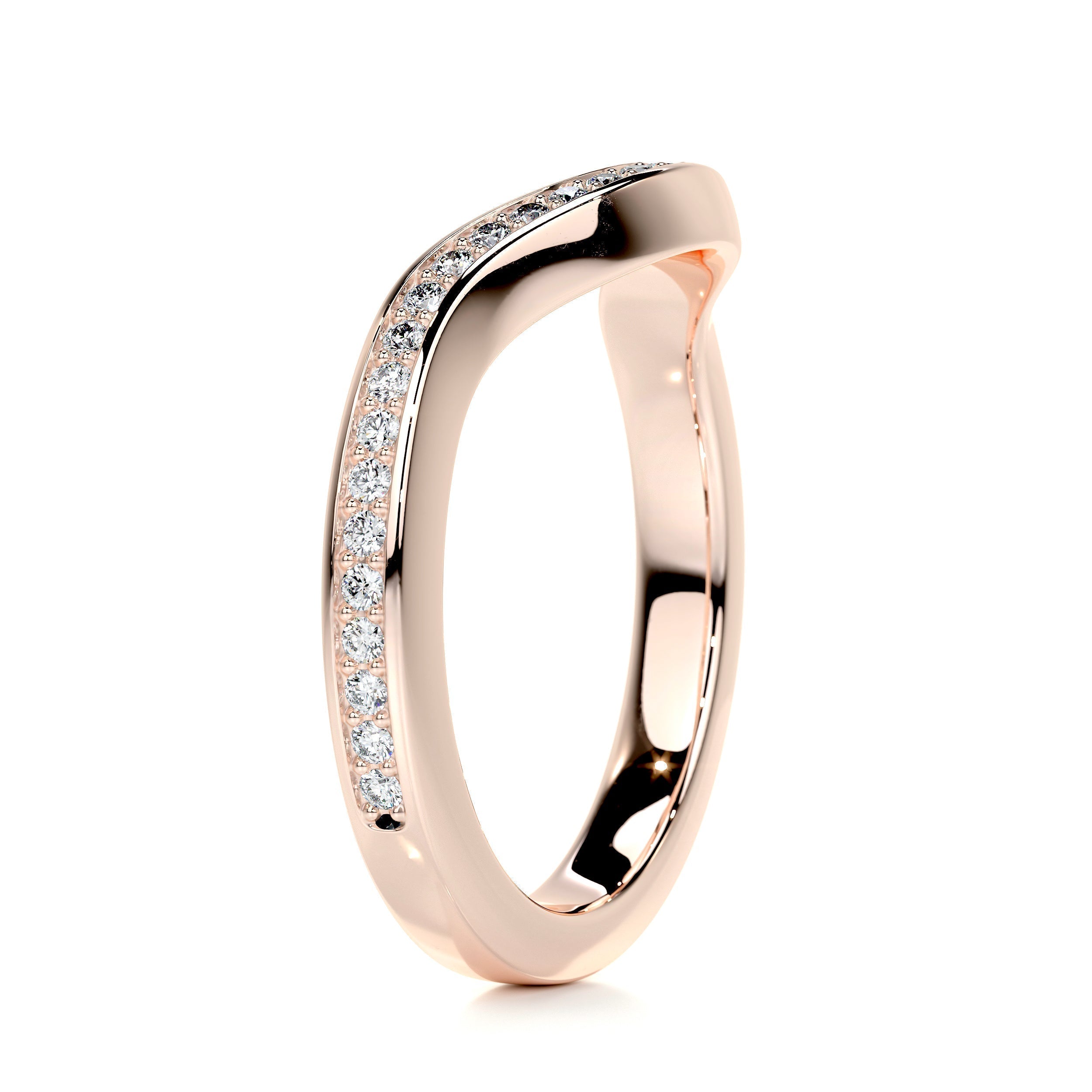 0.3 CT Round Curved Lab Grown Diamond Wedding Band