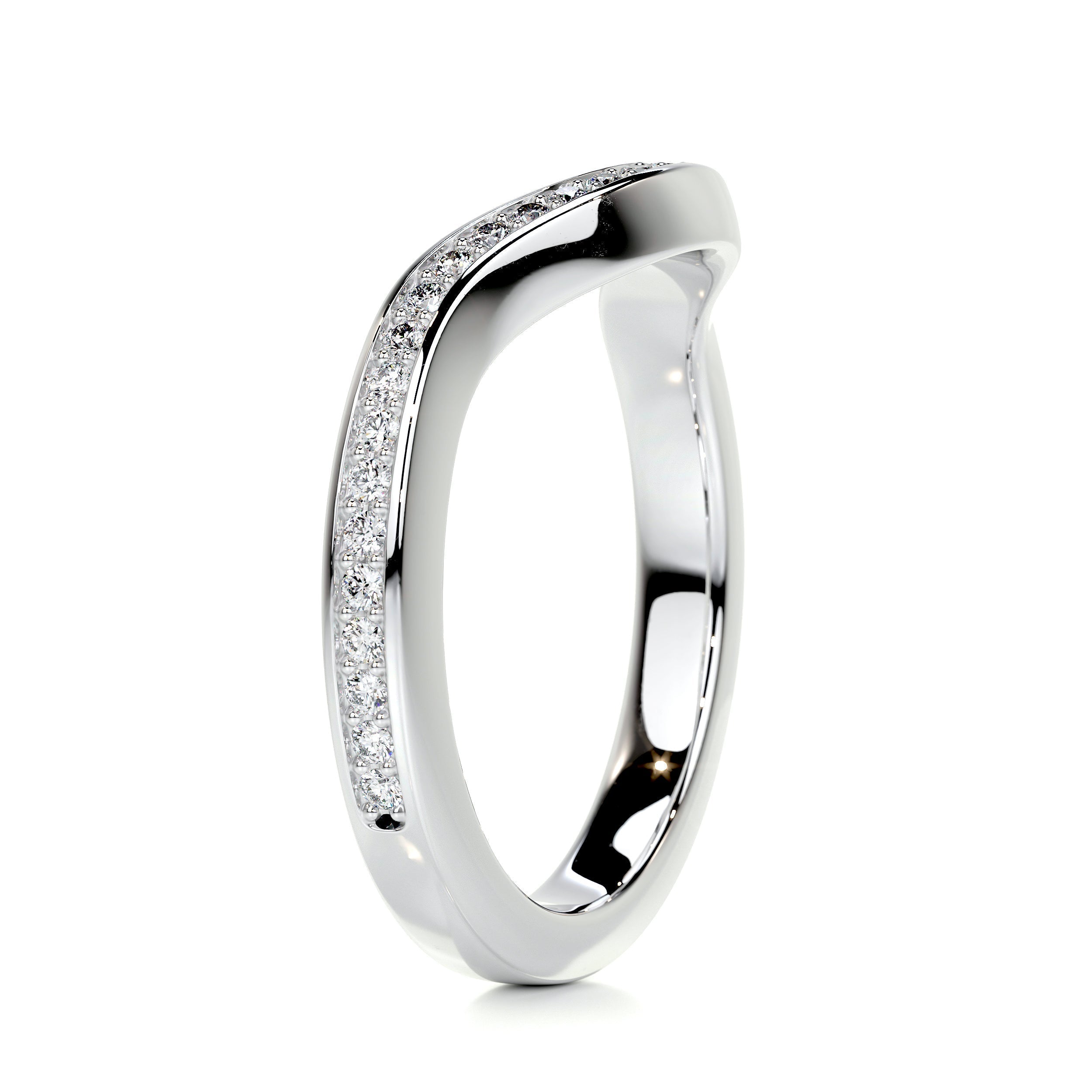 0.3 CT Round Curved Lab Grown Diamond Wedding Band