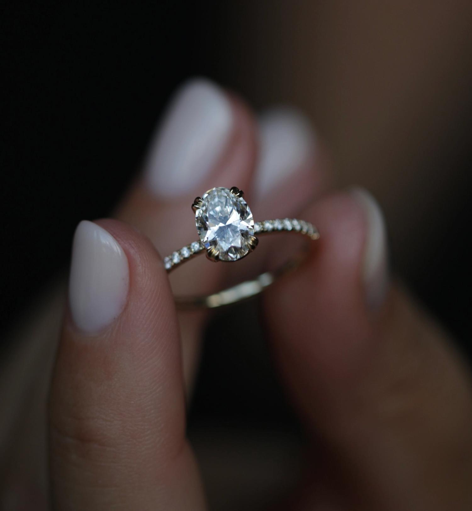 Oval Cut Pave Lab Grown Diamond Engagement Ring