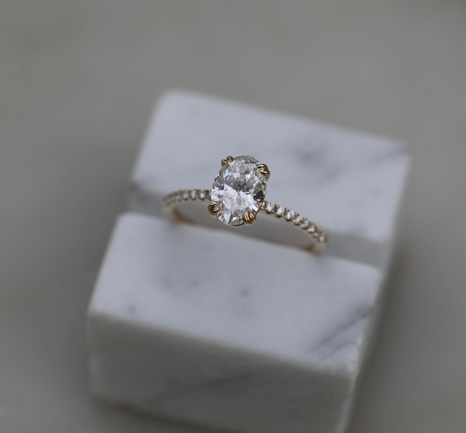Oval Cut Pave Lab Grown Diamond Engagement Ring