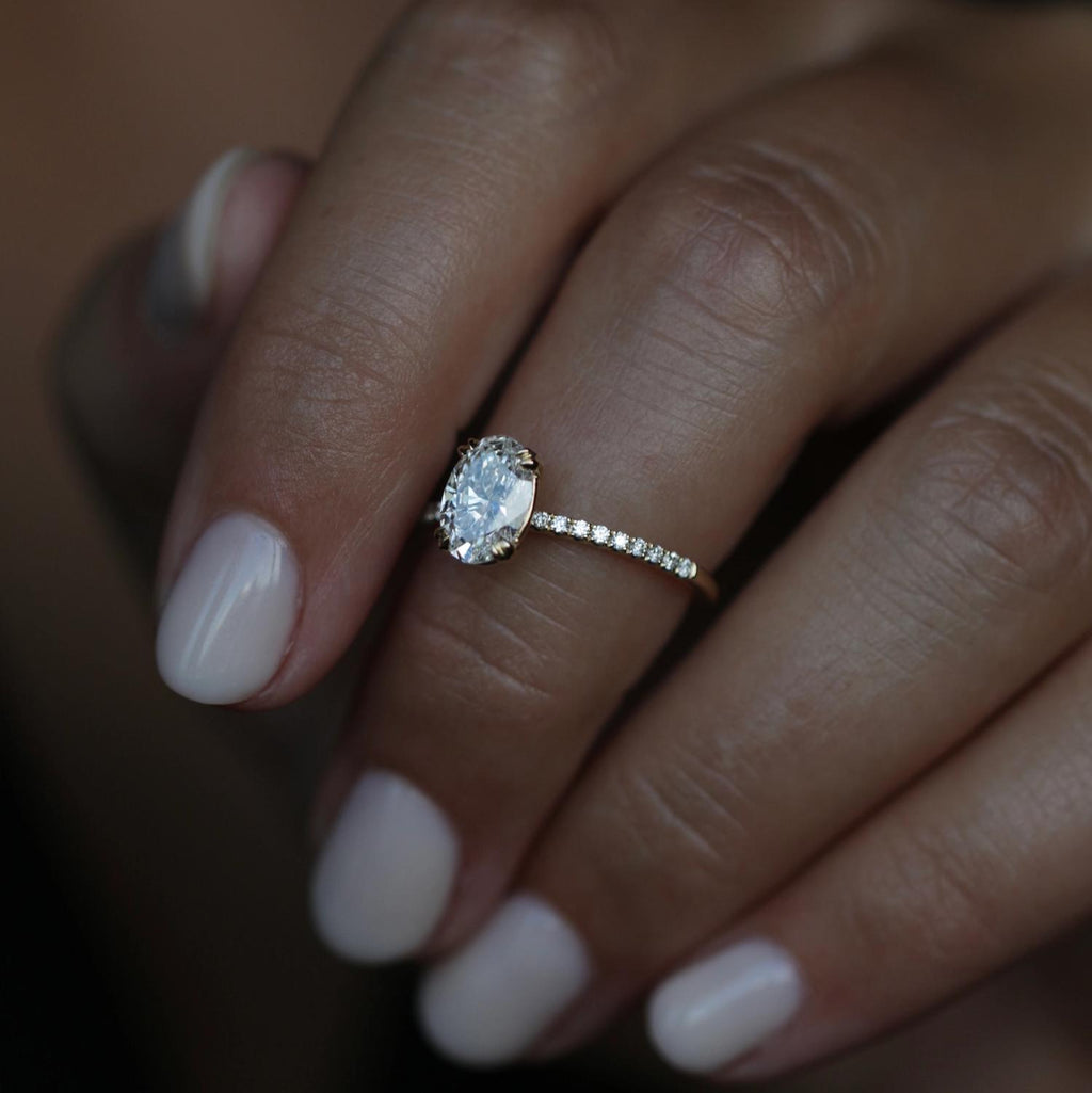 Oval Cut Pave Lab Grown Diamond Engagement Ring