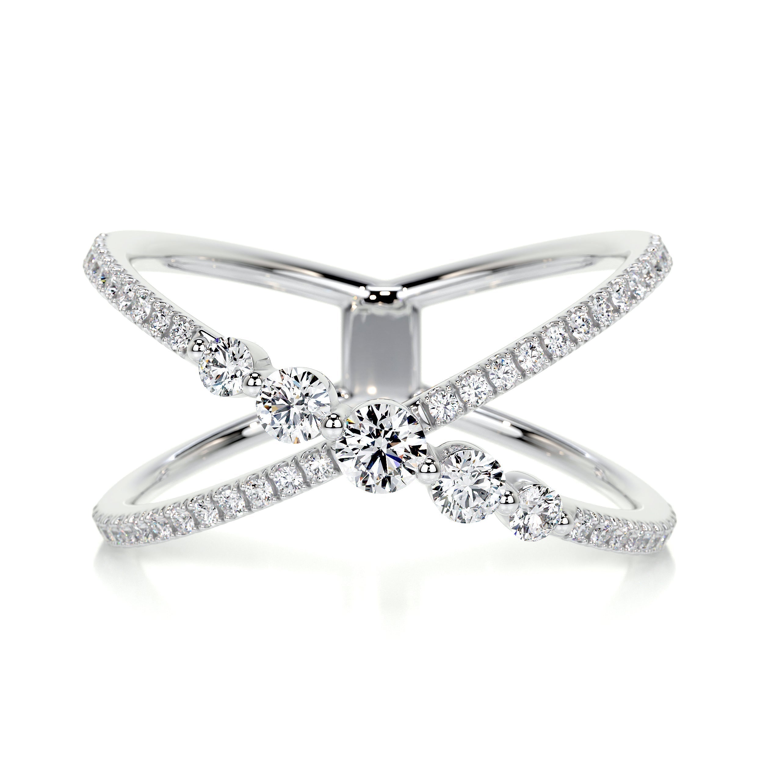 0.42 CT Round Criss Cross Lab Grown Diamond Wedding Band