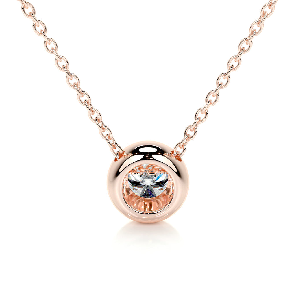 1.0 CT Round Bezel Style  Lab Grown Diamond Necklace