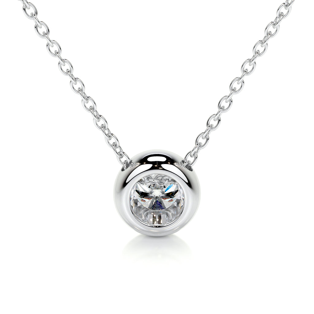 1.0 CT Round Bezel Style  Lab Grown Diamond Necklace
