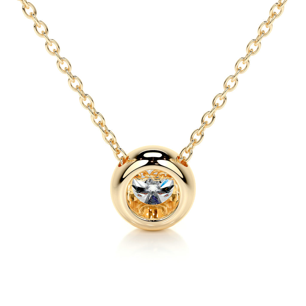 1.0 CT Round Bezel Style  Lab Grown Diamond Necklace