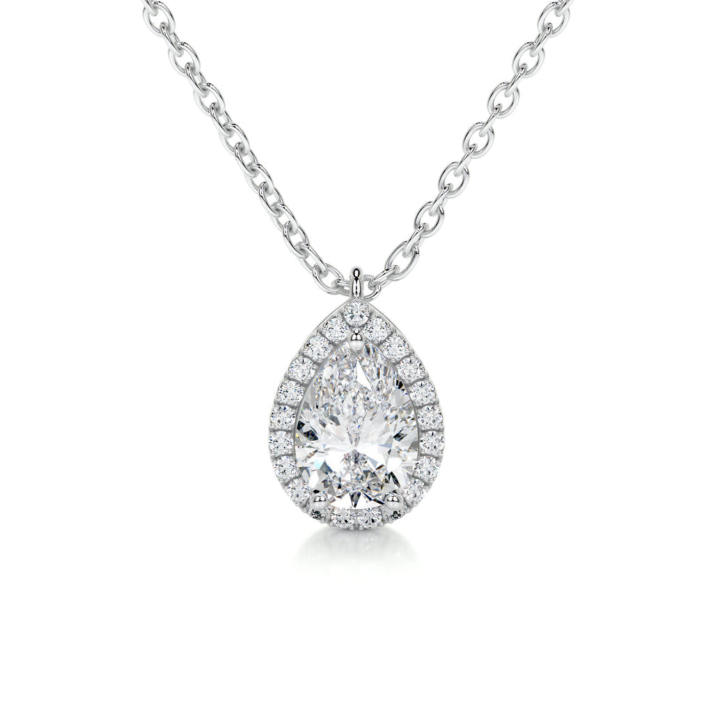 1.50 CT Pear Halo  Lab Grown Diamond Necklace
