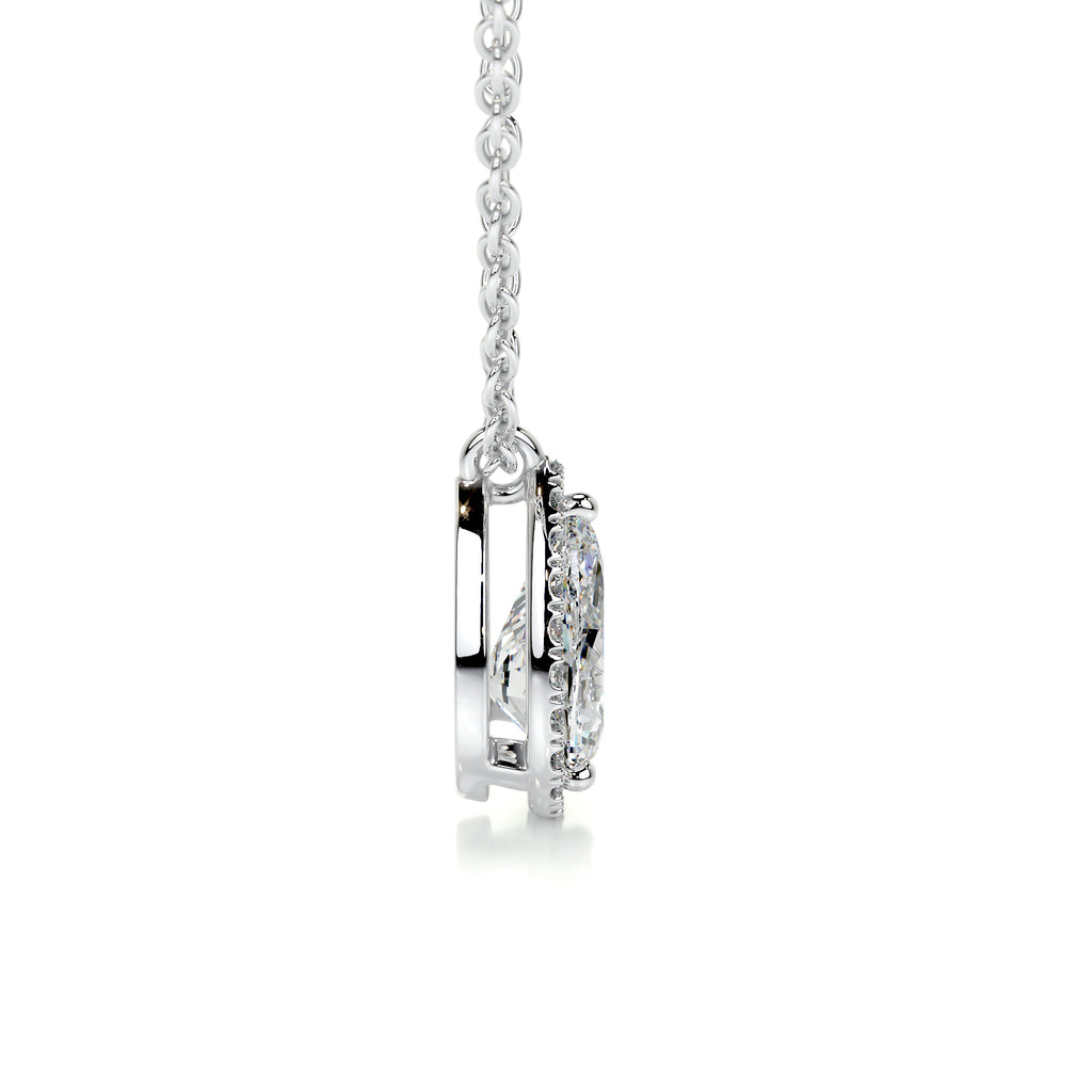 1.50 CT Pear Halo  Lab Grown Diamond Necklace