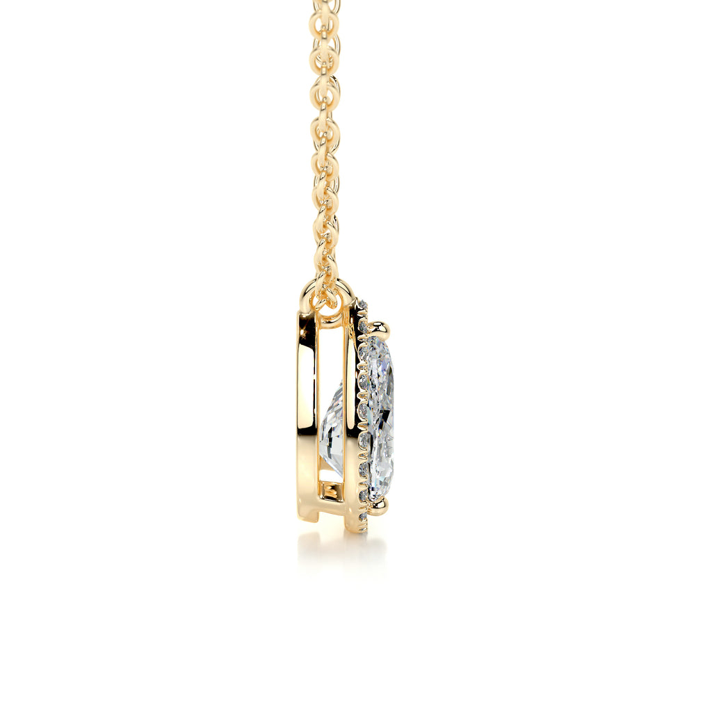 1.50 CT Pear Halo  Lab Grown Diamond Necklace