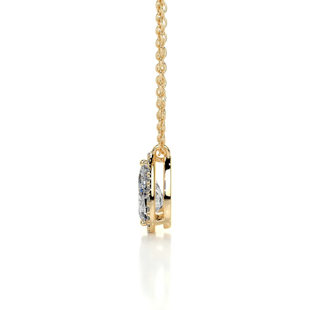 1.50 CT Pear Halo  Lab Grown Diamond Necklace